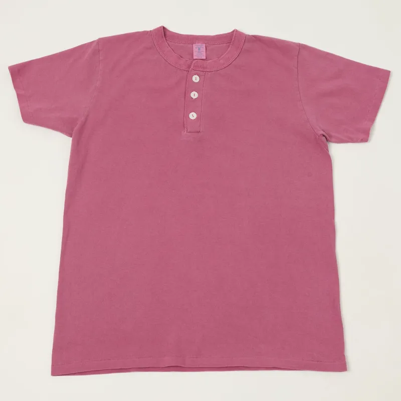 Velva Sheen Pigment Dyed Henley - Fuschia sold by Son of a Stag