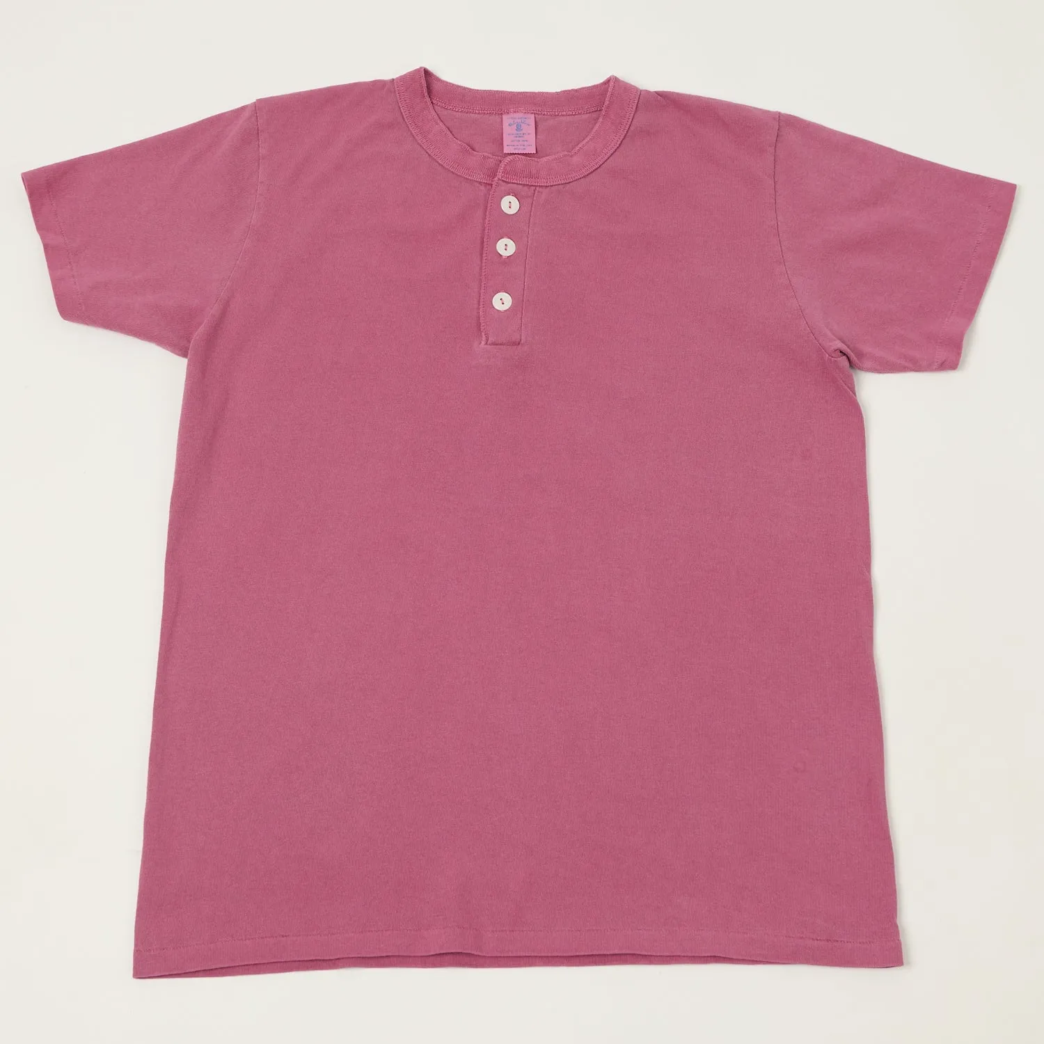 Velva Sheen Pigment Dyed Henley - Fuschia sold by Son of a Stag
