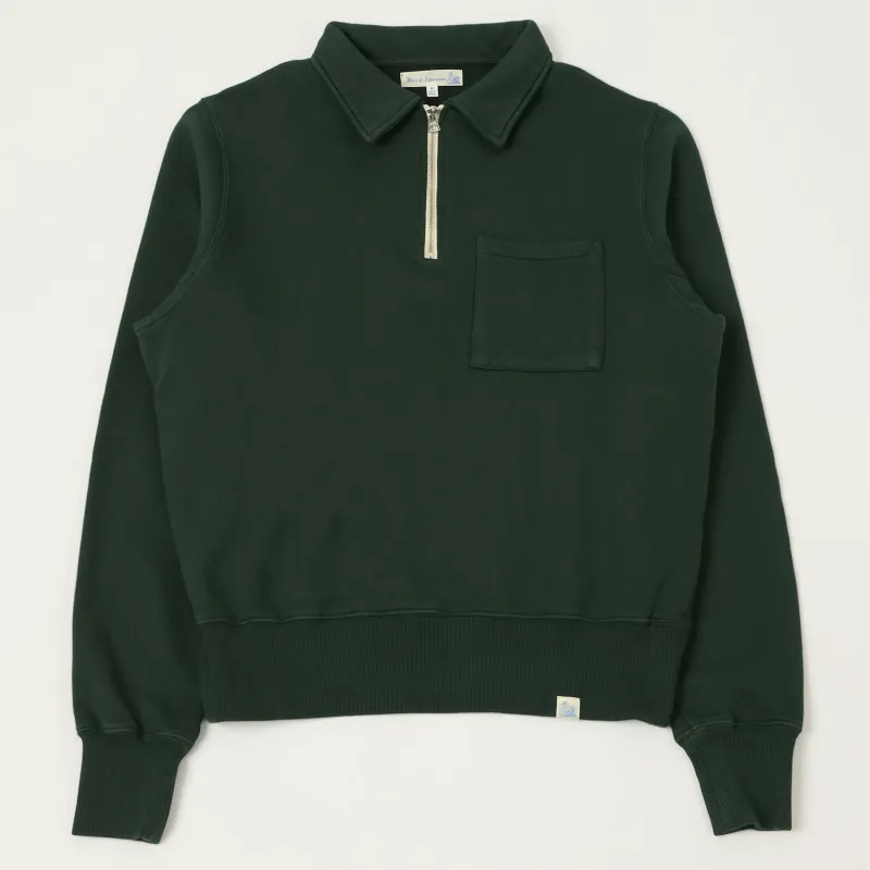 Merz b. Schwanen 'Good Basics' Quarter Zip Sweatshirt - Forest sold by Son of a Stag
