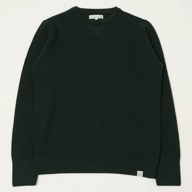 Merz b. Schwanen 'Good Basics' Ribbed Merino Wool Pullover - Bottle Green sold by Son of a Stag