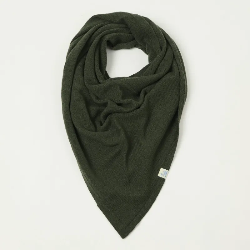 Merz b. Schwanen 'Good Basics' Merino/Cashmere/Silk Triangle Scarf - Army sold by Son of a Stag