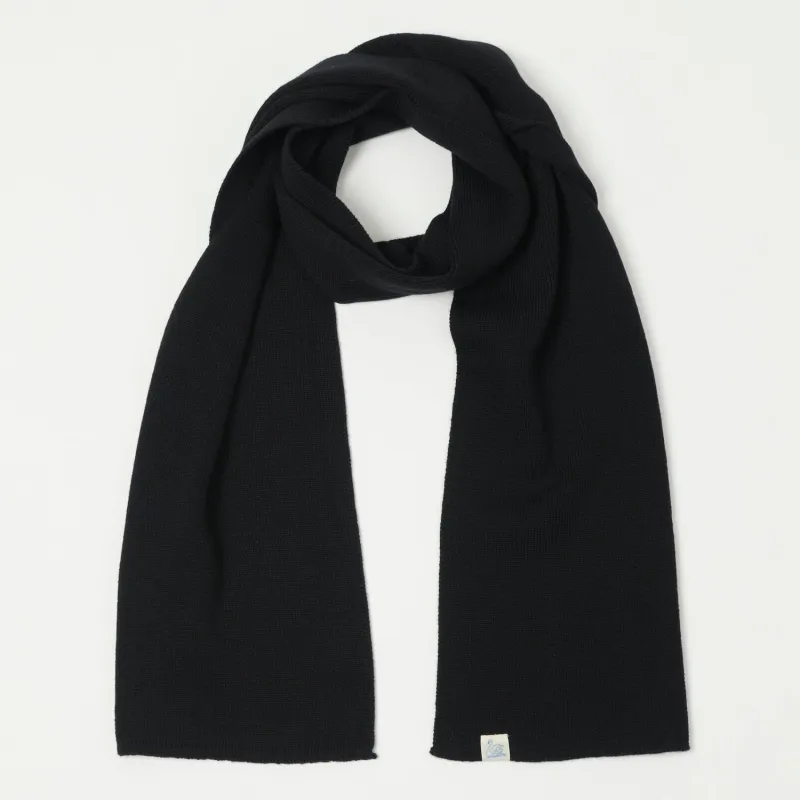 Merz b. Schwanen 'Good Basics' Long Merino Scarf - Deep Black sold by Son of a Stag