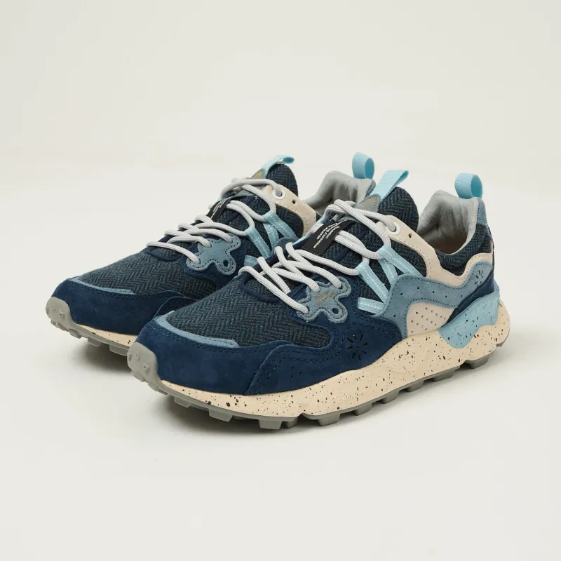 Flower Mountain Yamano 3 Suede/Woolen Knit - Black/Light Blue/Off White sold by Son of a Stag