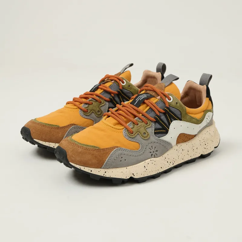 Flower Mountain Yamano 3 Suede/Nylon Sneaker - Warm Brown/Mustard sold by Son of a Stag