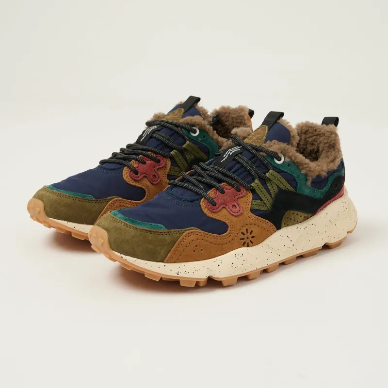 Flower Mountain Yamano 3 Suede/Nylon/Shearling Sneaker - Deep Mud/Light Brown/Navy sold by Son of a Stag