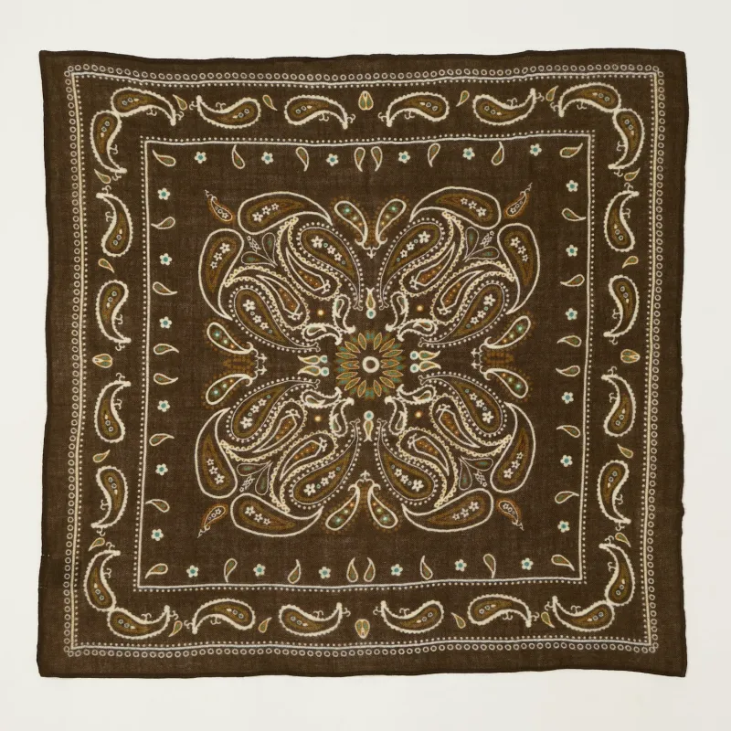 Hartford Paisley Wool Bandana Scarf - Brown sold by Son of a Stag
