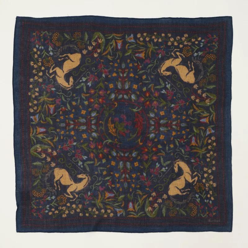 Hartford 'Unicorn' Wool Bandana Scarf - Indigo sold by Son of a Stag