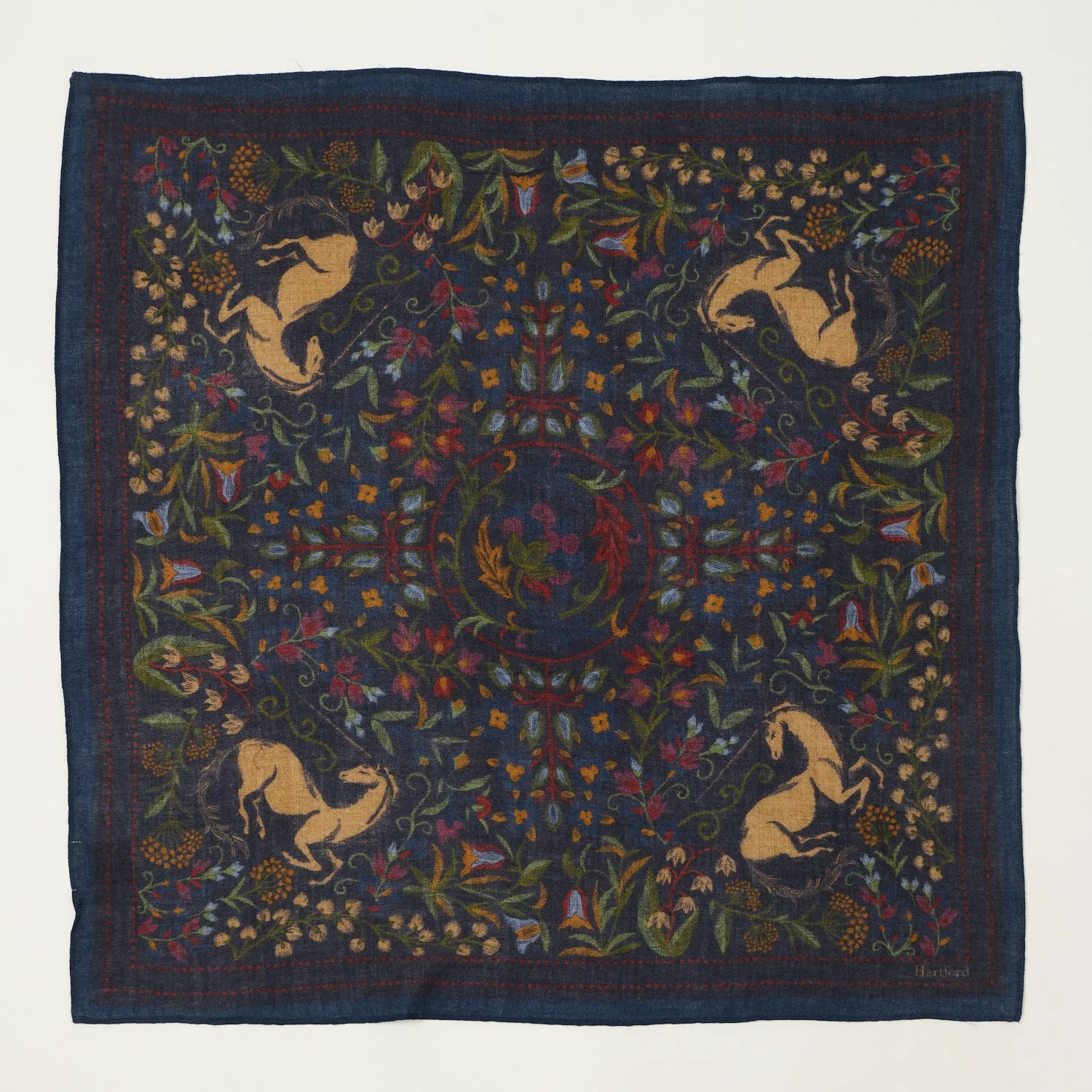 Hartford 'Unicorn' Wool Bandana Scarf - Indigo sold by Son of a Stag