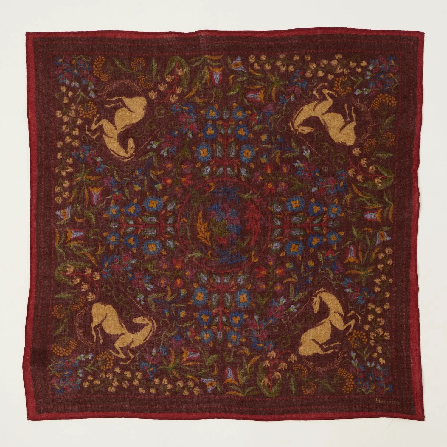 Hartford 'Unicorn' Wool Bandana Scarf - Wine sold by Son of a Stag