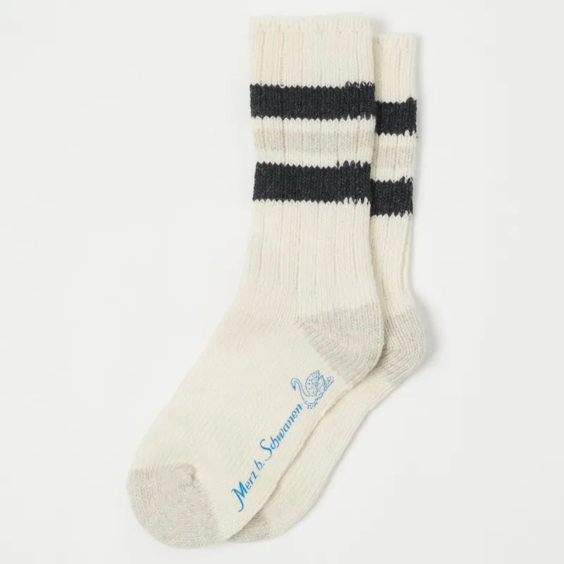 Merz b. Schwanen RW04 Recycled Wool Sock - Nature/Charcoal sold by Son of a Stag