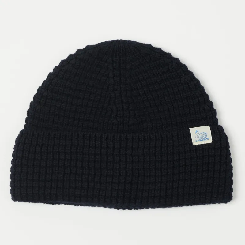 Merz b. Schwanen 'Good Basics' Waffle Knit Beanie - Dark Navy sold by Son of a Stag