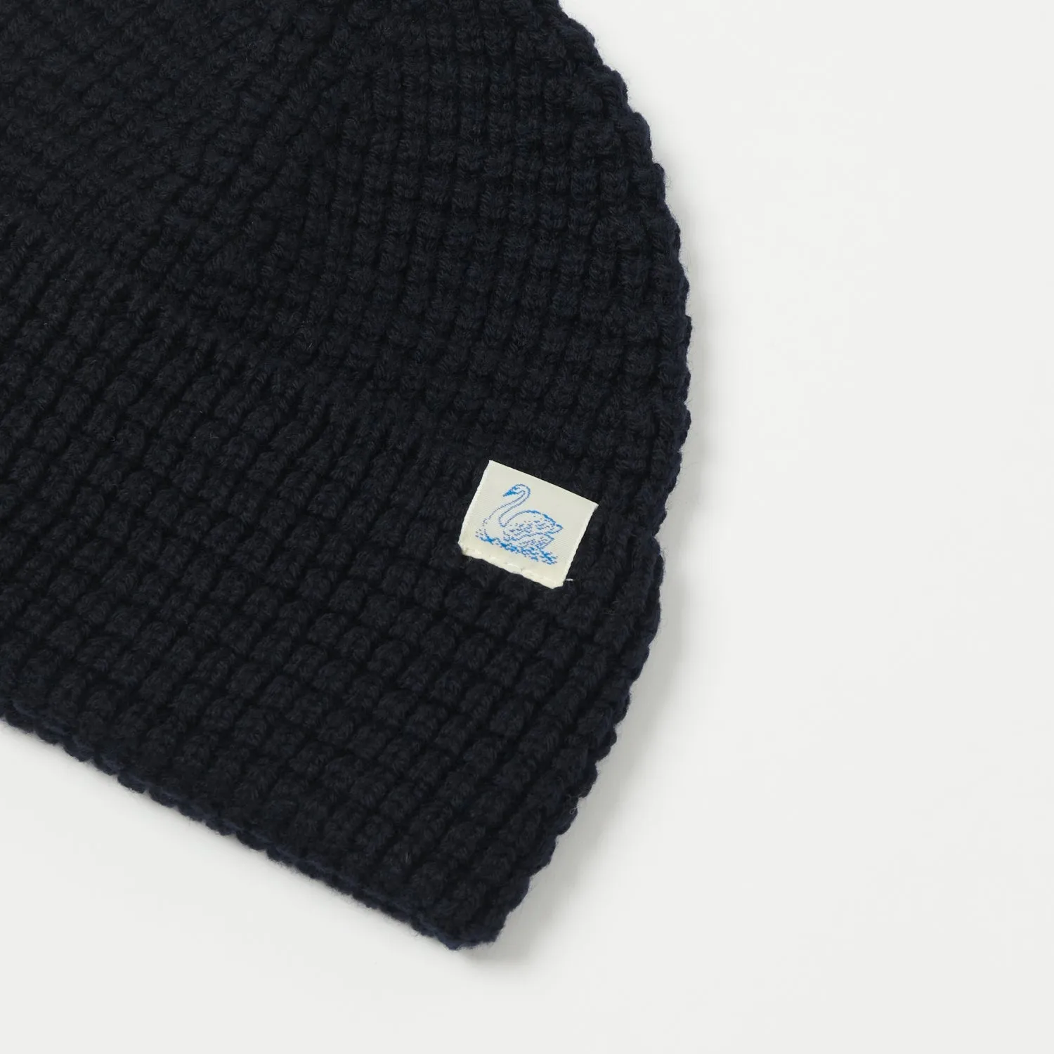 Merz b. Schwanen 'Good Basics' Waffle Knit Beanie - Dark Navy sold by Son of a Stag product image thumbnail 2