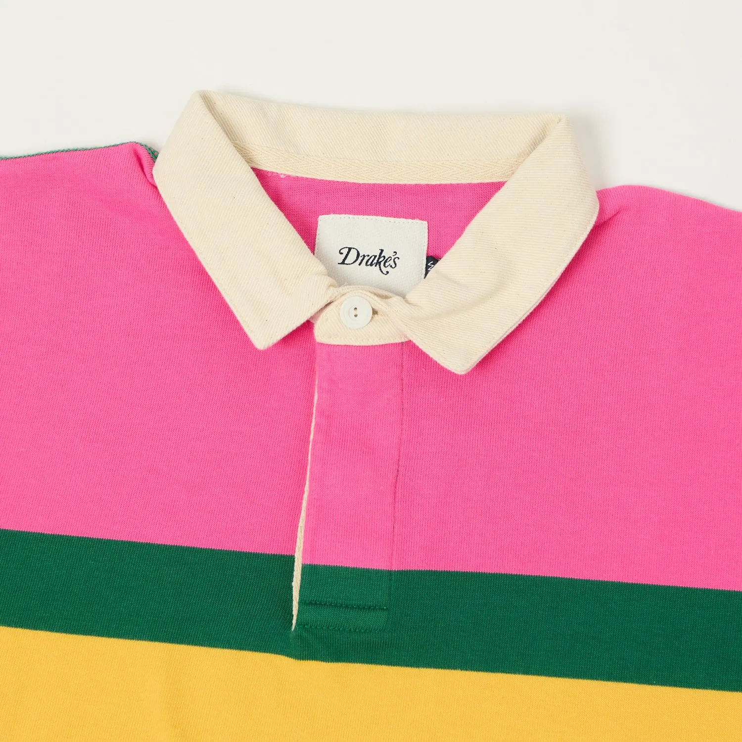 Drake's Classic Rugby Shirt - Pink/Yellow/Navy sold by Son of a Stag product image thumbnail 2