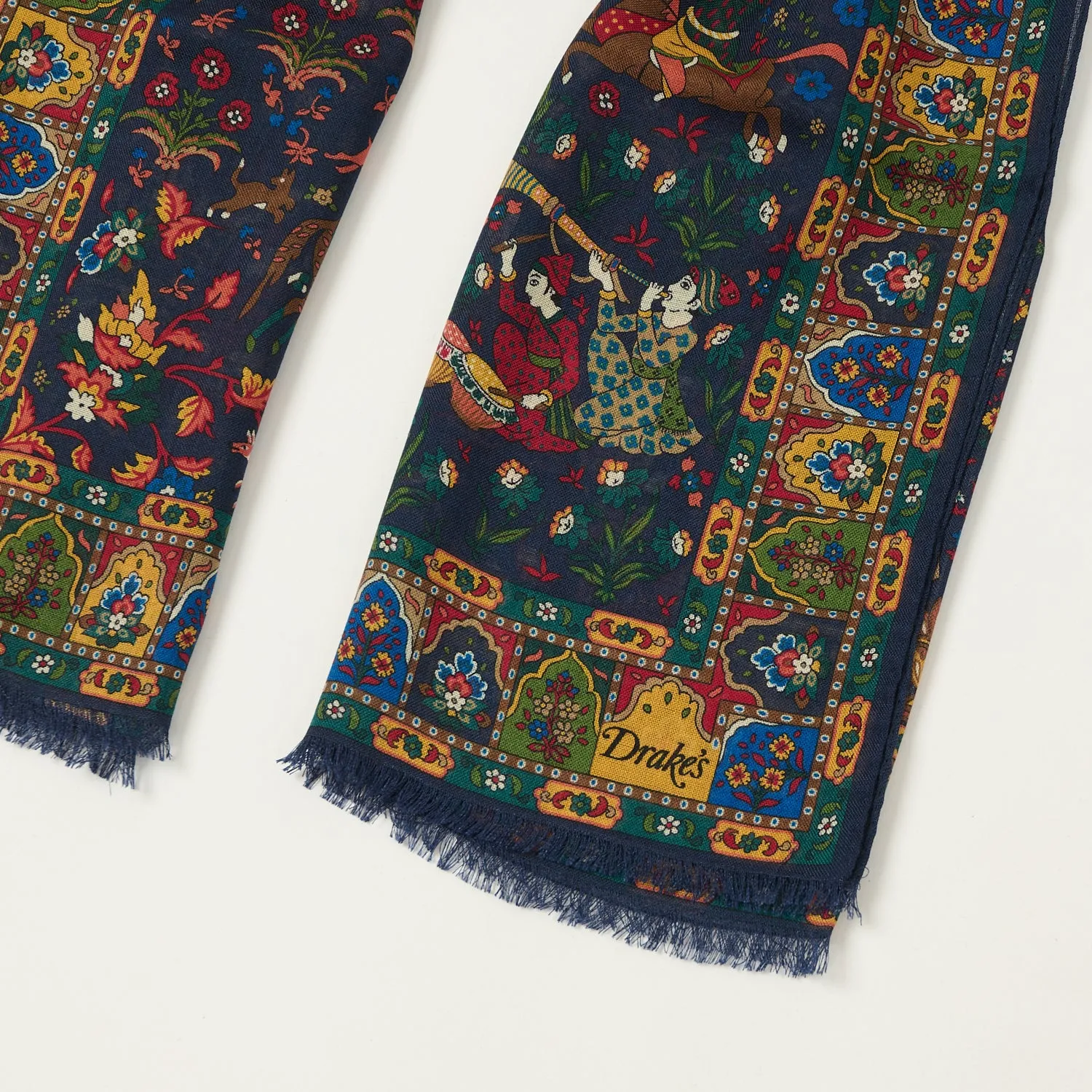 Drake's 'Moghul Garden' Wool/Silk Scarf - Navy sold by Son of a Stag product image thumbnail 2