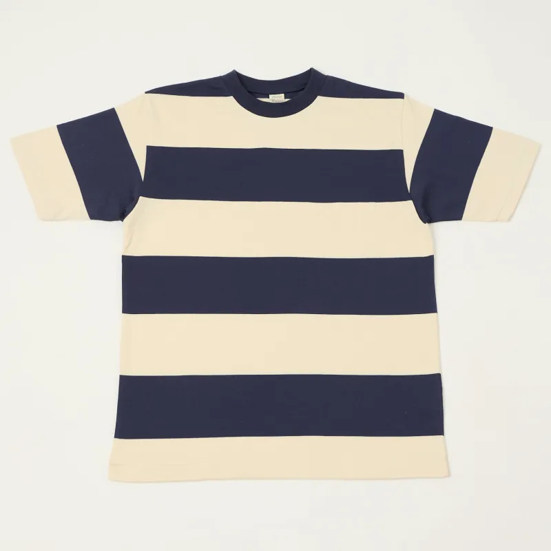 Warehouse & Co 4108 Border T-Shirt - Navy/Natural sold by Son of a Stag