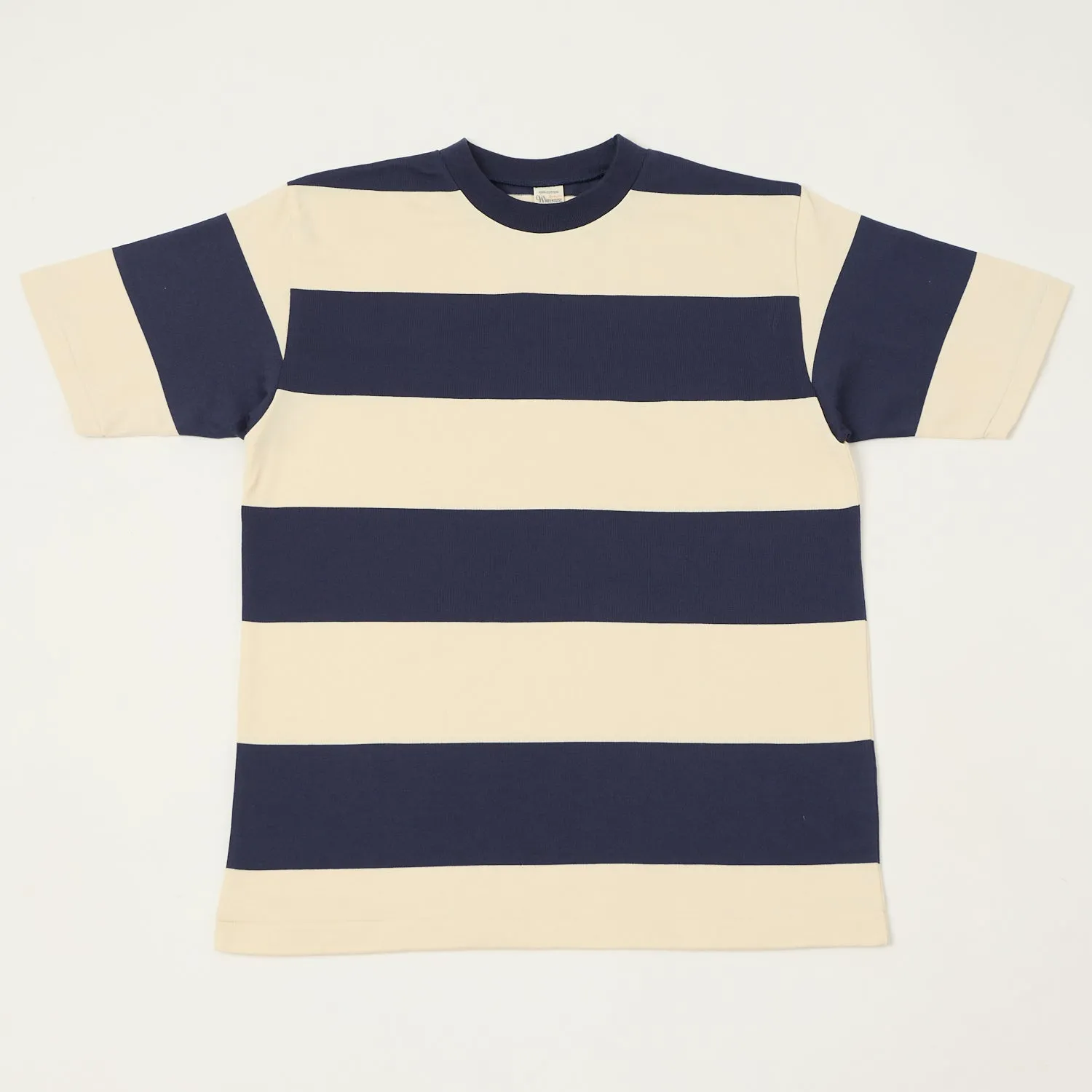Warehouse & Co 4108 Border T-Shirt - Navy/Natural sold by Son of a Stag