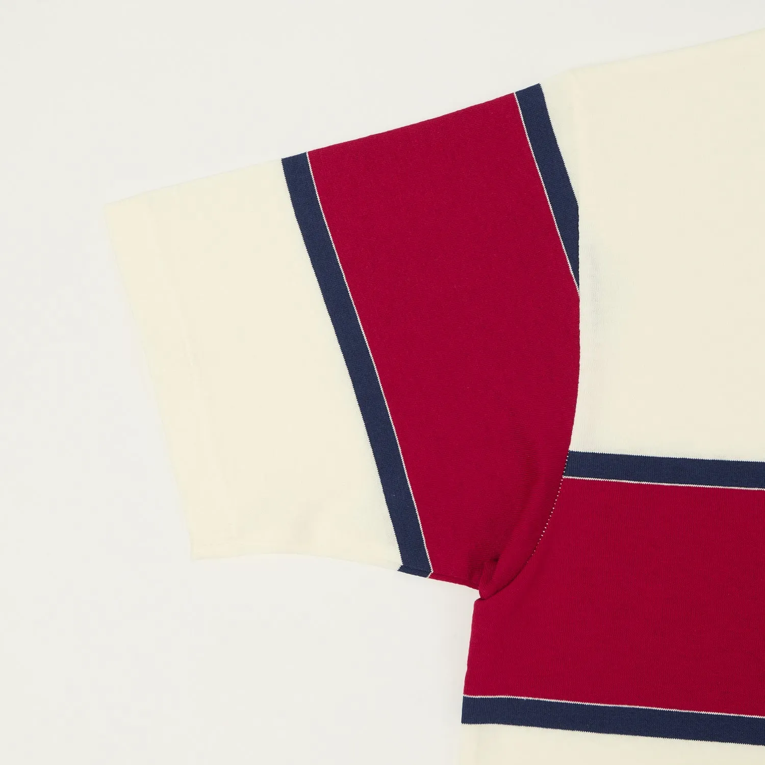 Warehouse & Co 4107 Panel Border T-Shirt - Off White/Navy/Red sold by Son of a Stag product image thumbnail 3