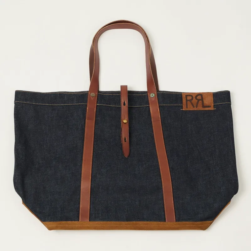RRL Leather-Trim Denim Tote Bag - Indigo sold by Son of a Stag