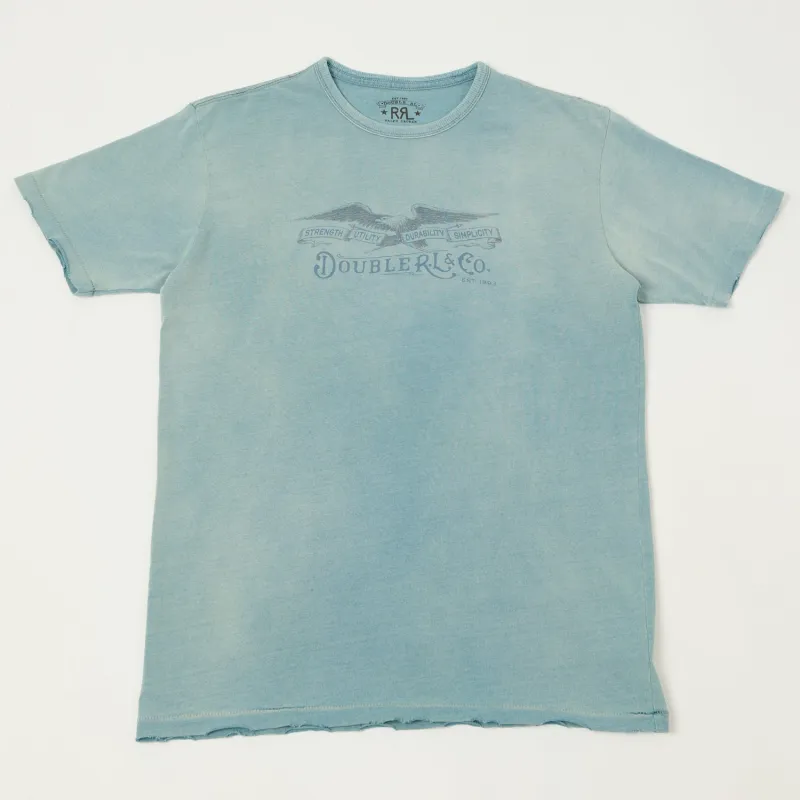 RRL Distressed Jersey Graphic T-Shirt - Washed Indigo sold by Son of a Stag