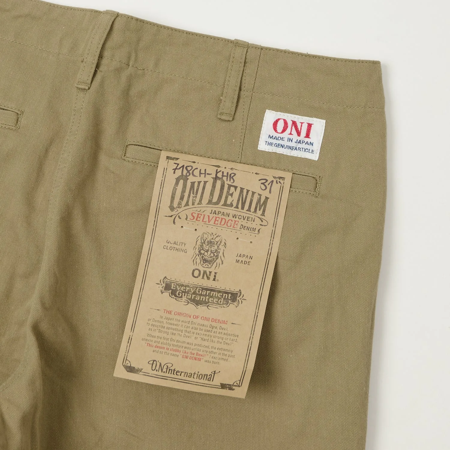 ONI Denim 718CH-KHB Regular Straight Chino - Khaki Beige sold by Son of a Stag product image thumbnail 2