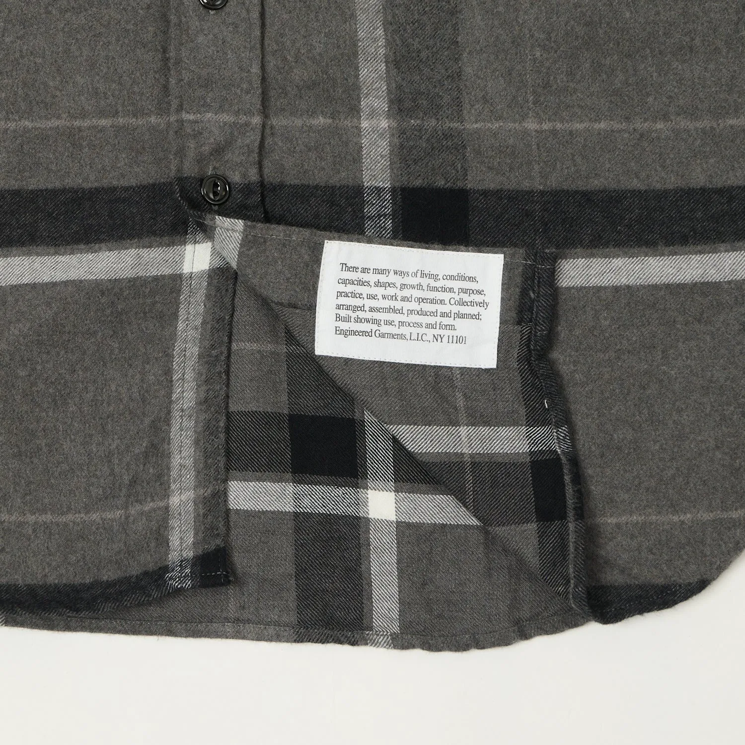 Engineered Garments Brushed Cotton Big Plaid Work Shirt - Grey/Black sold by Son of a Stag product image thumbnail 3
