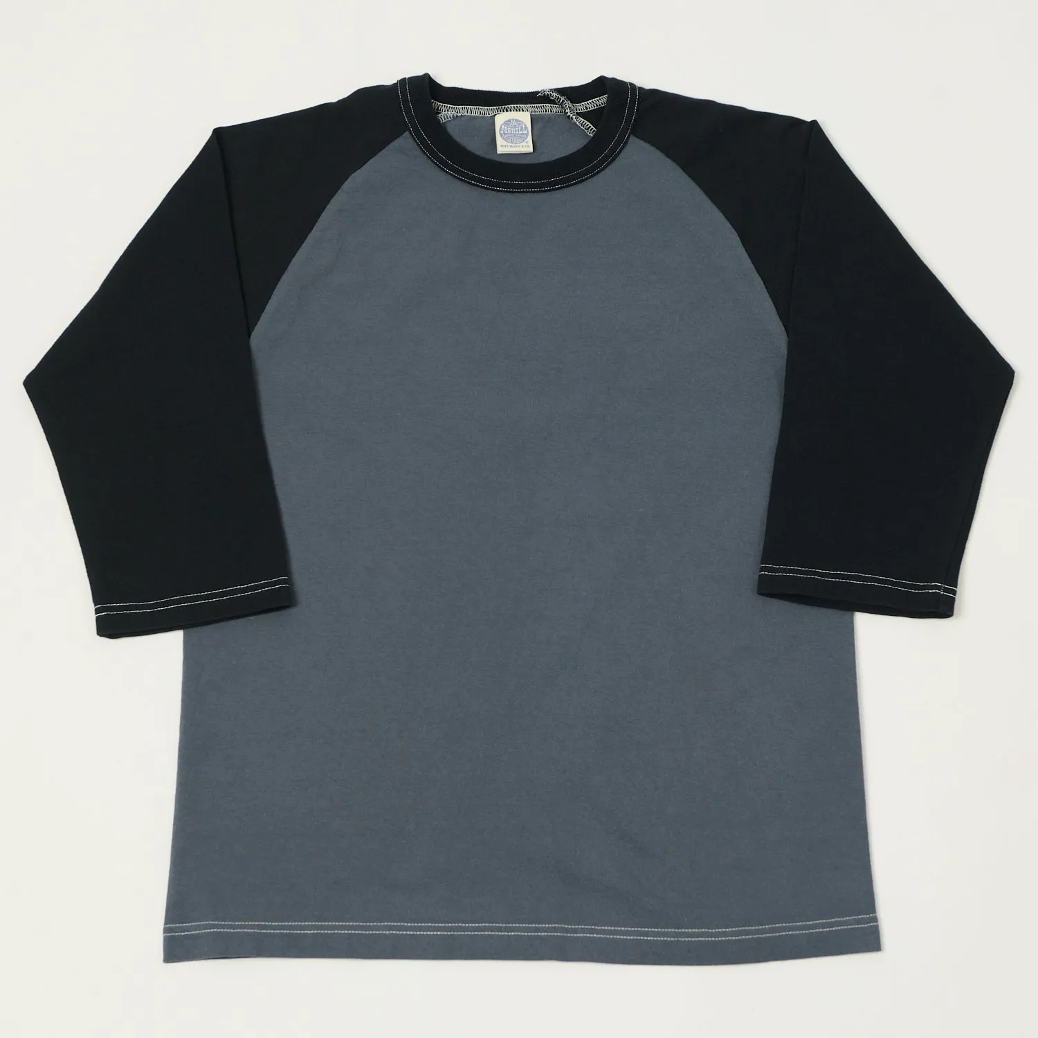 TOYS McCOY Raglan Sleeve Baseball T-Shirt - Blue/Black sold by Son of a Stag