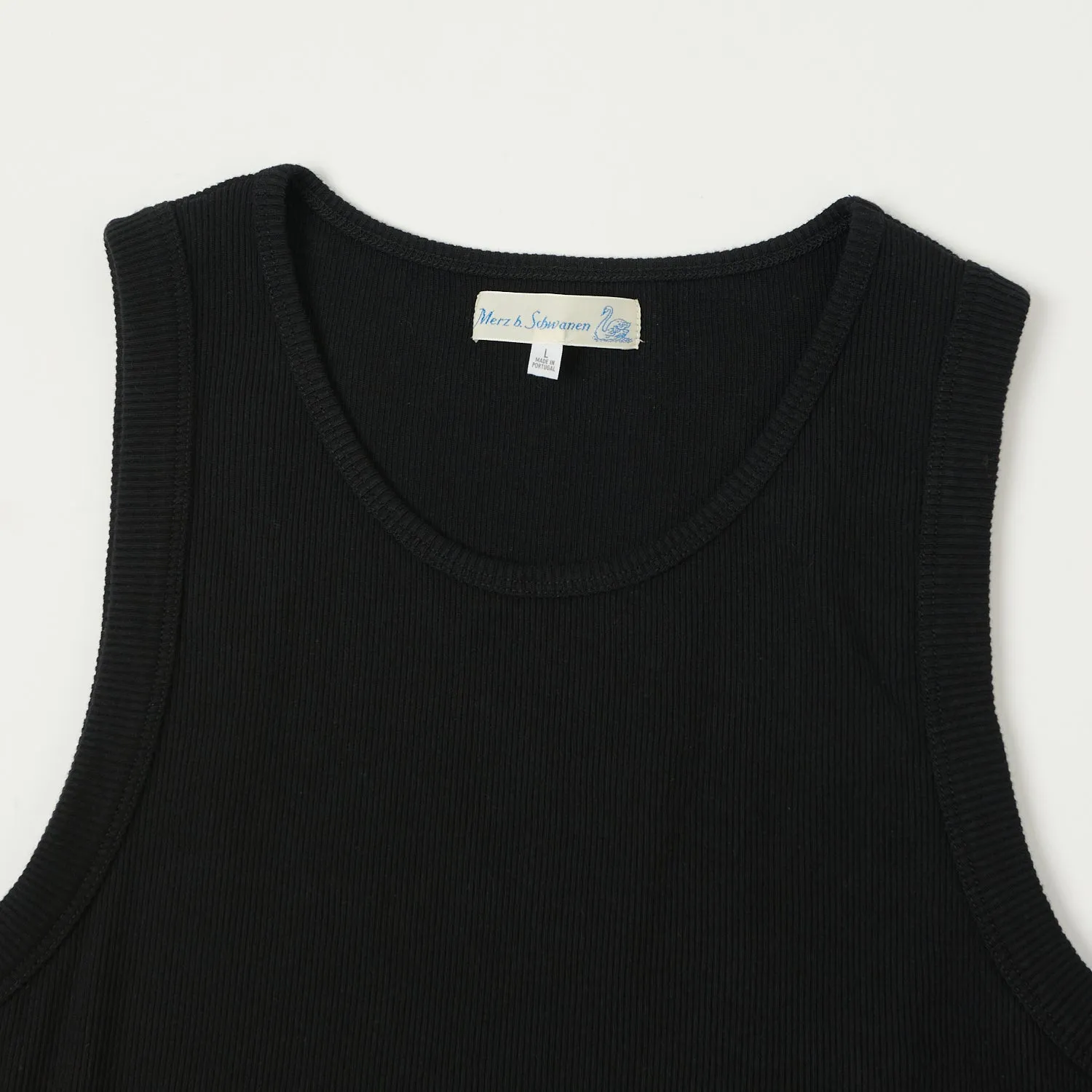 Merz b. Schwanen 'Good Basics' Ribbed Tank Top - Deep Black sold by Son of a Stag product image thumbnail 2
