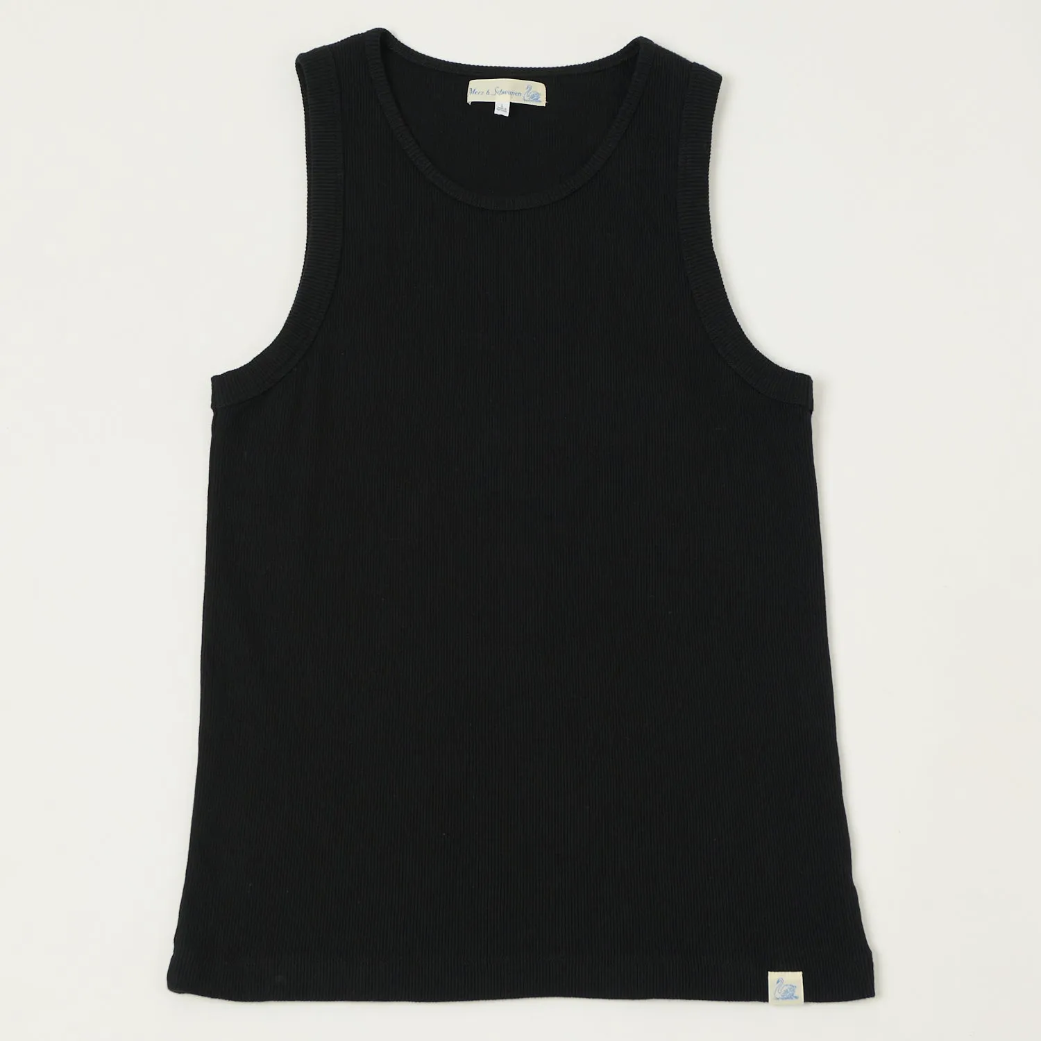 Merz b. Schwanen 'Good Basics' Ribbed Tank Top - Deep Black sold by Son of a Stag