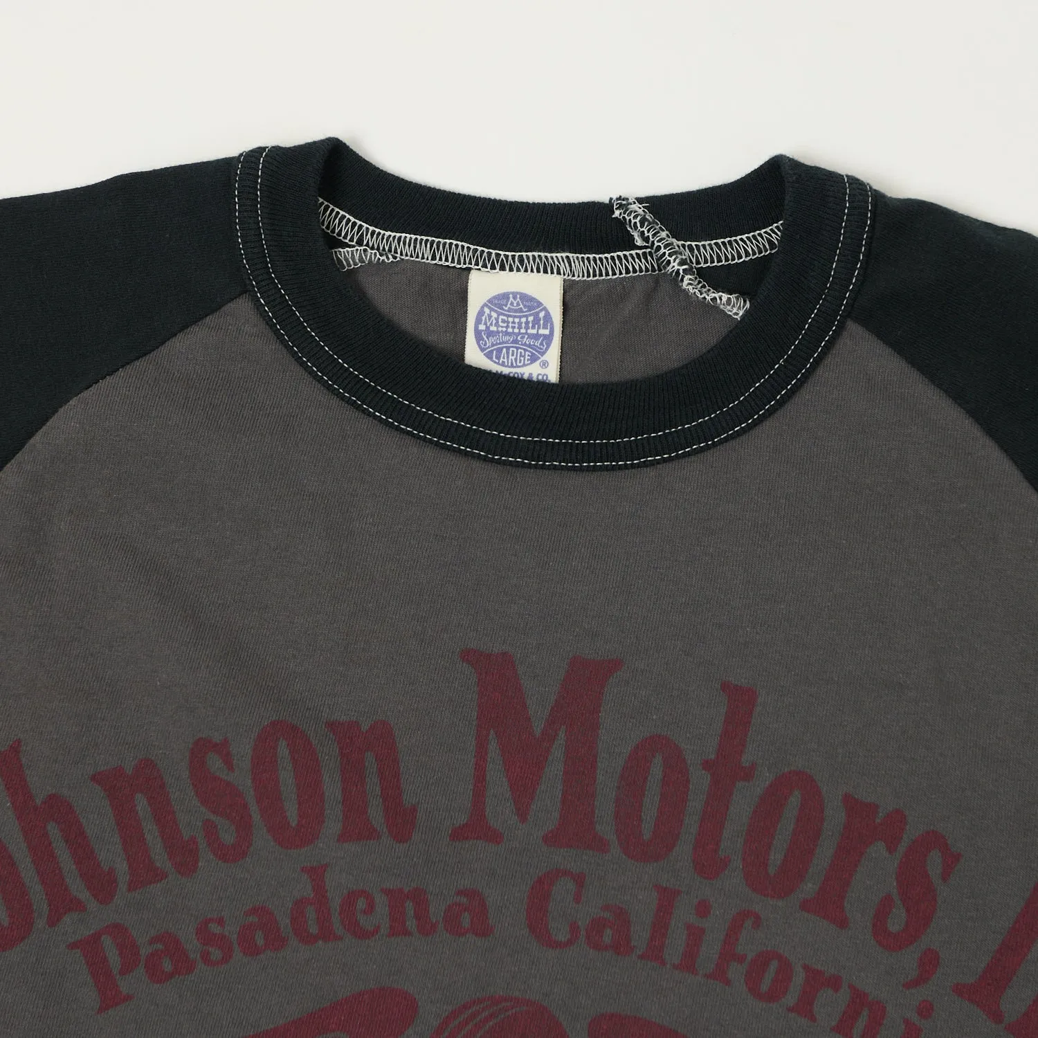 TOYS McCOY Raglan Sleeve 'Johnson Motors' Baseball T-Shirt - Grey/Black sold by Son of a Stag product image thumbnail 2