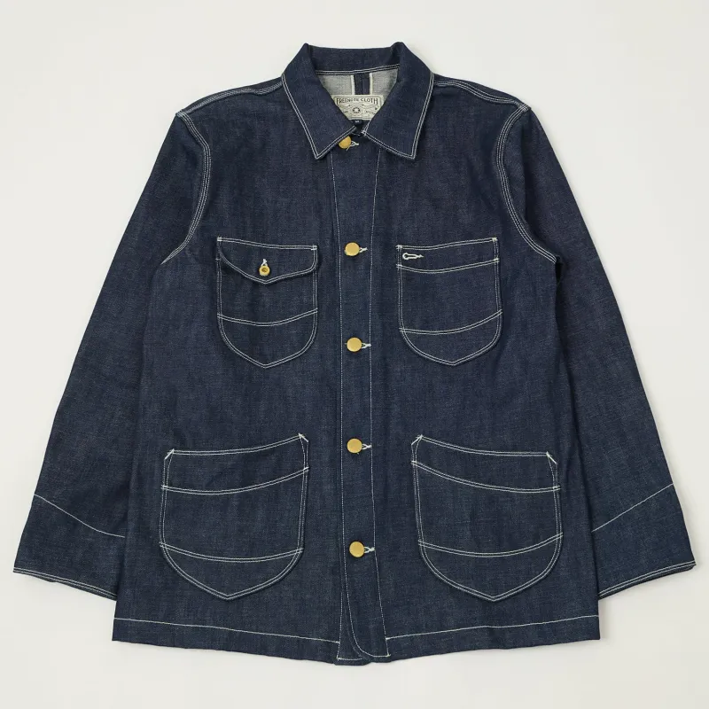Freenote Cloth 'Modesto' 11oz Memphis Blue Denim Coverall Jacket - Raw sold by Son of a Stag