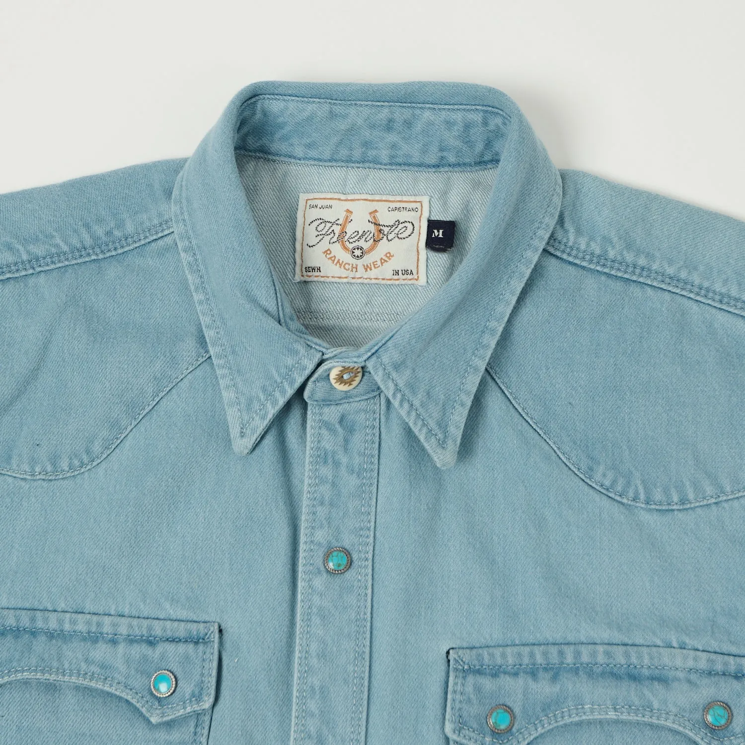 Freenote Cloth 'Modern' 11oz Denim Western Shirt - Bleach Wash sold by Son of a Stag product image thumbnail 2