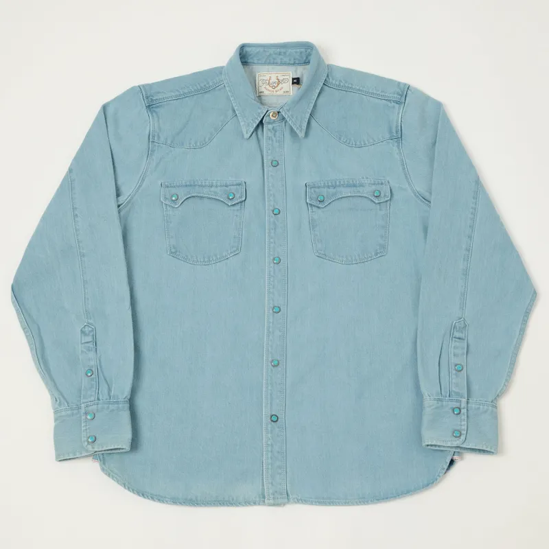 Freenote Cloth 'Modern' 11oz Denim Western Shirt - Bleach Wash sold by Son of a Stag