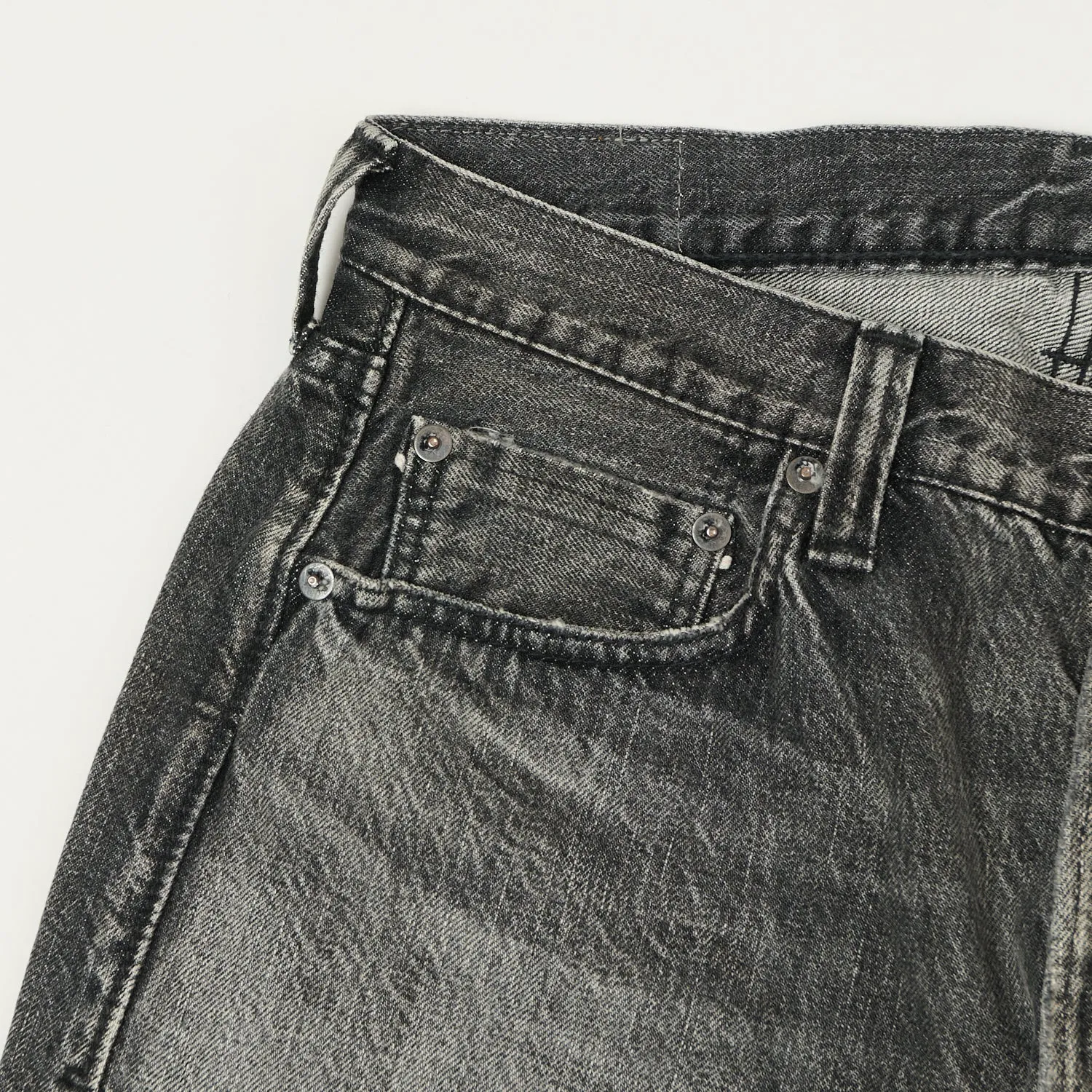 FULLCOUNT 1904 Five Pocket Denim Shorts - Black Dartford Wash sold by Son of a Stag product image thumbnail 3