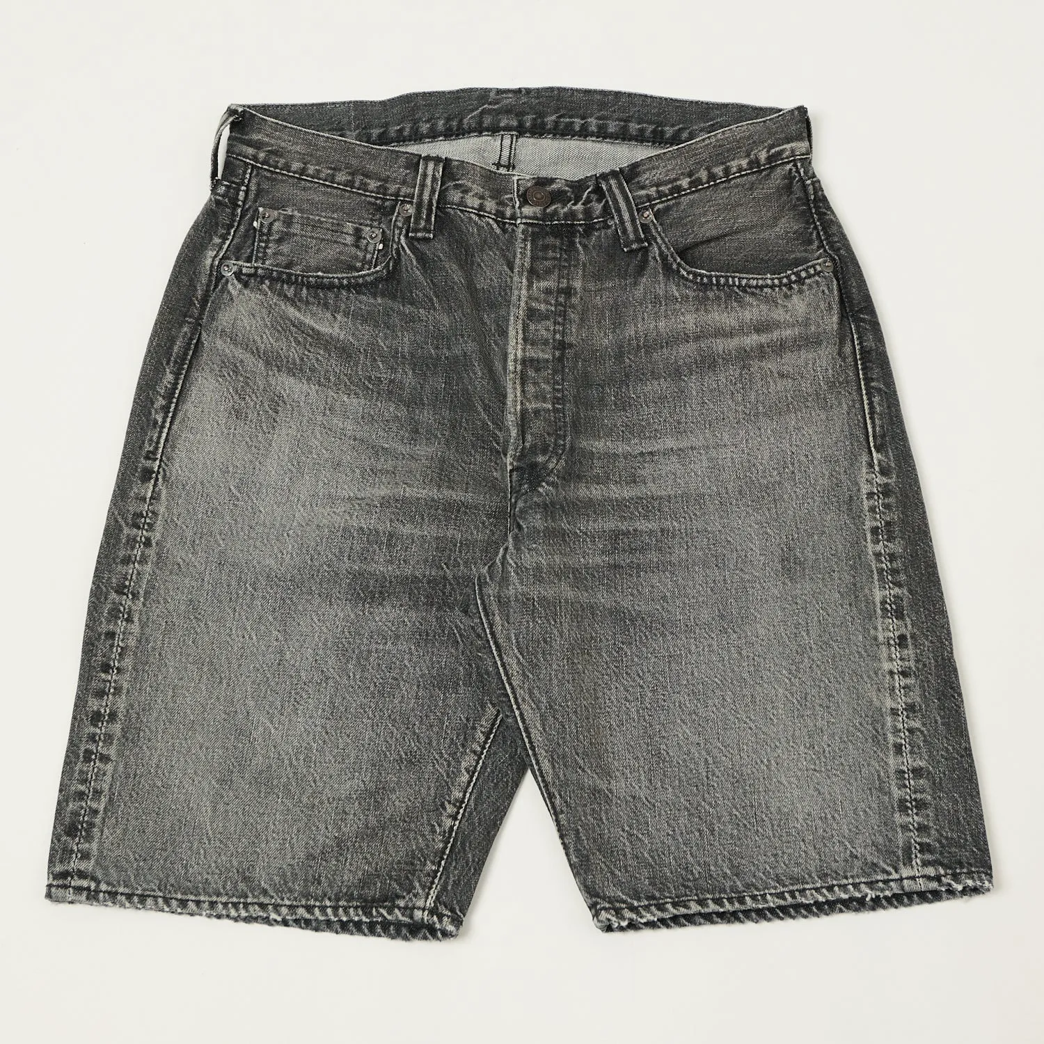 FULLCOUNT 1904 Five Pocket Denim Shorts - Black Dartford Wash sold by Son of a Stag
