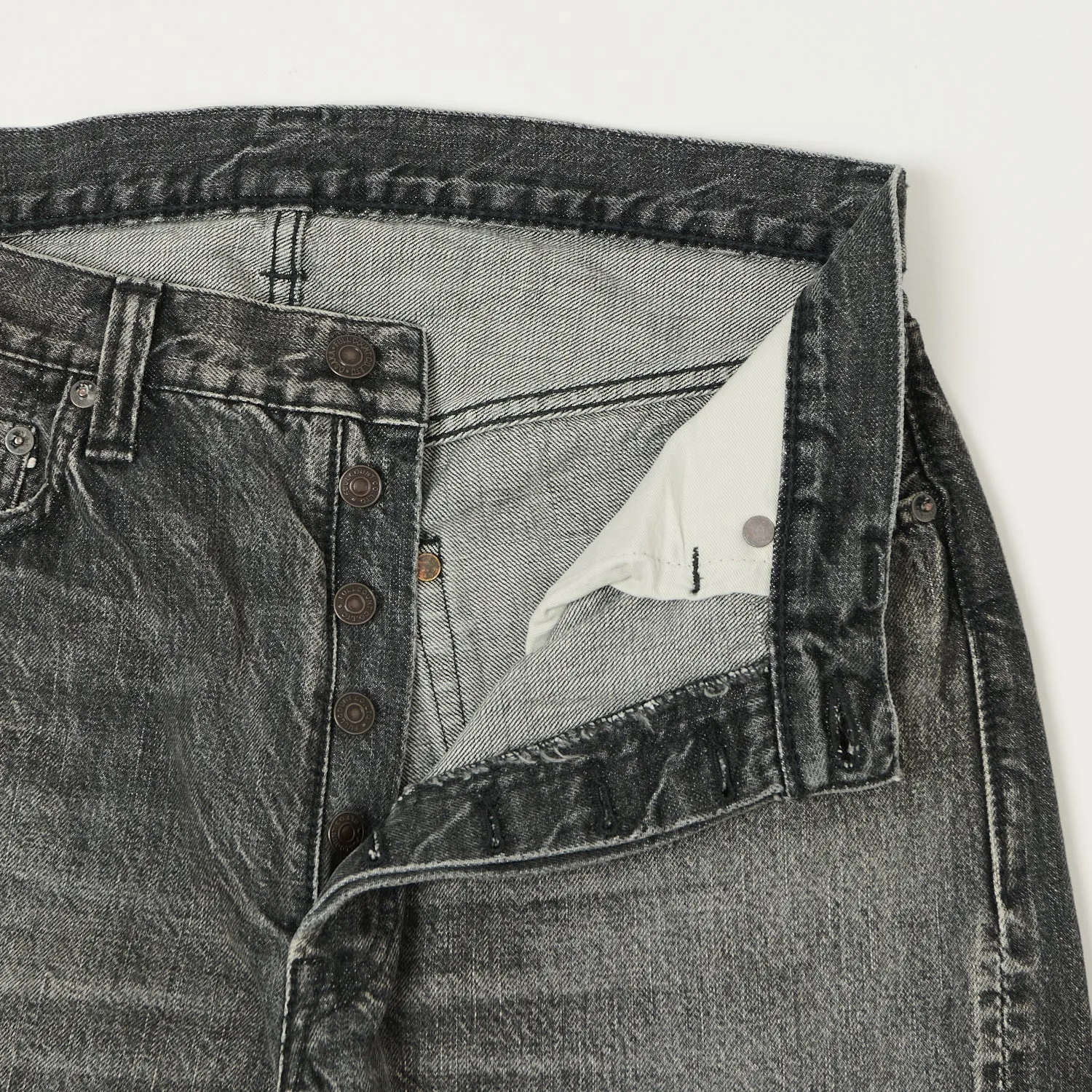 FULLCOUNT 1904 Five Pocket Denim Shorts - Black Dartford Wash sold by Son of a Stag product image thumbnail 5