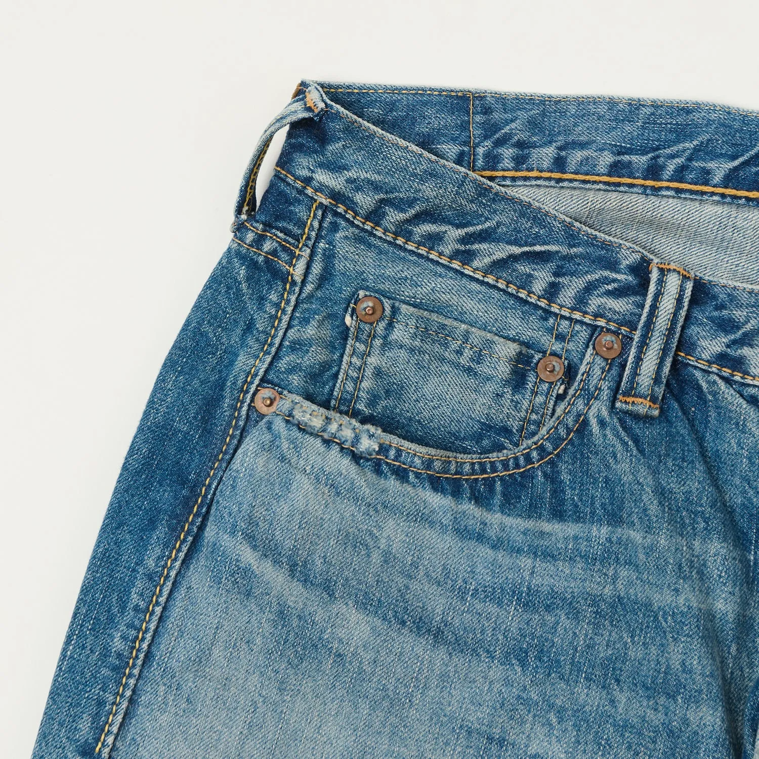 FULLCOUNT 1904 Five Pocket Denim Shorts - Dartford Wash sold by Son of a Stag product image thumbnail 3