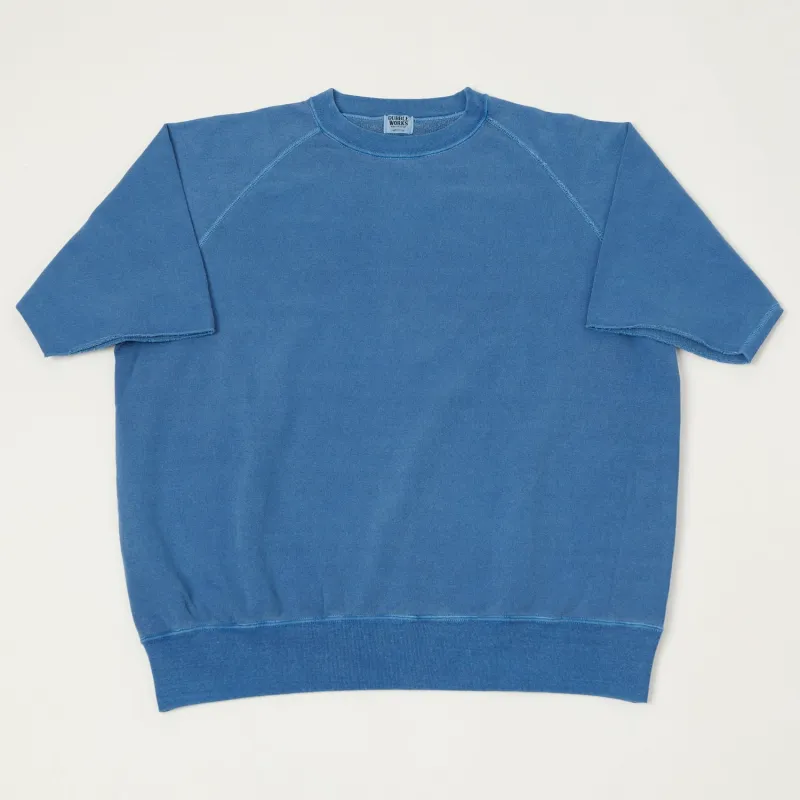 Dubbleworks Cut Off Sleeve Pigment Dyed Sweatshirt - Indigo sold by Son of a Stag