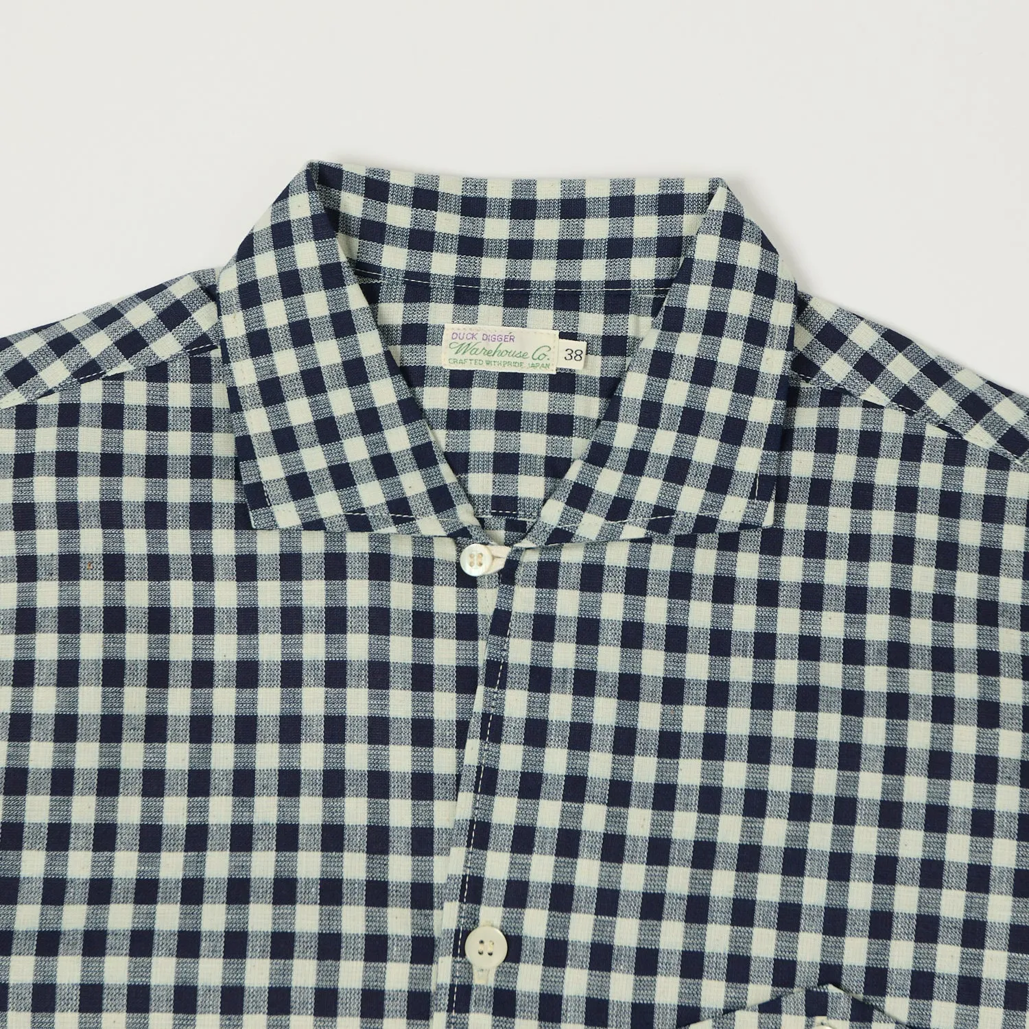 Warehouse & Co 3091 Duck Digger Open Collar Large Gingham Shirt - White/Navy sold by Son of a Stag product image thumbnail 2