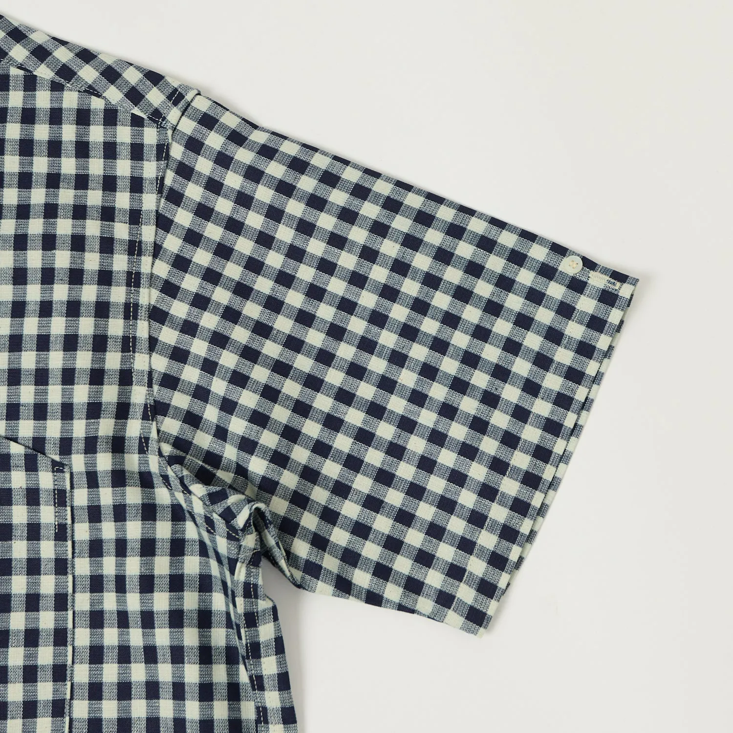 Warehouse & Co 3091 Duck Digger Open Collar Large Gingham Shirt - White/Navy sold by Son of a Stag product image thumbnail 4