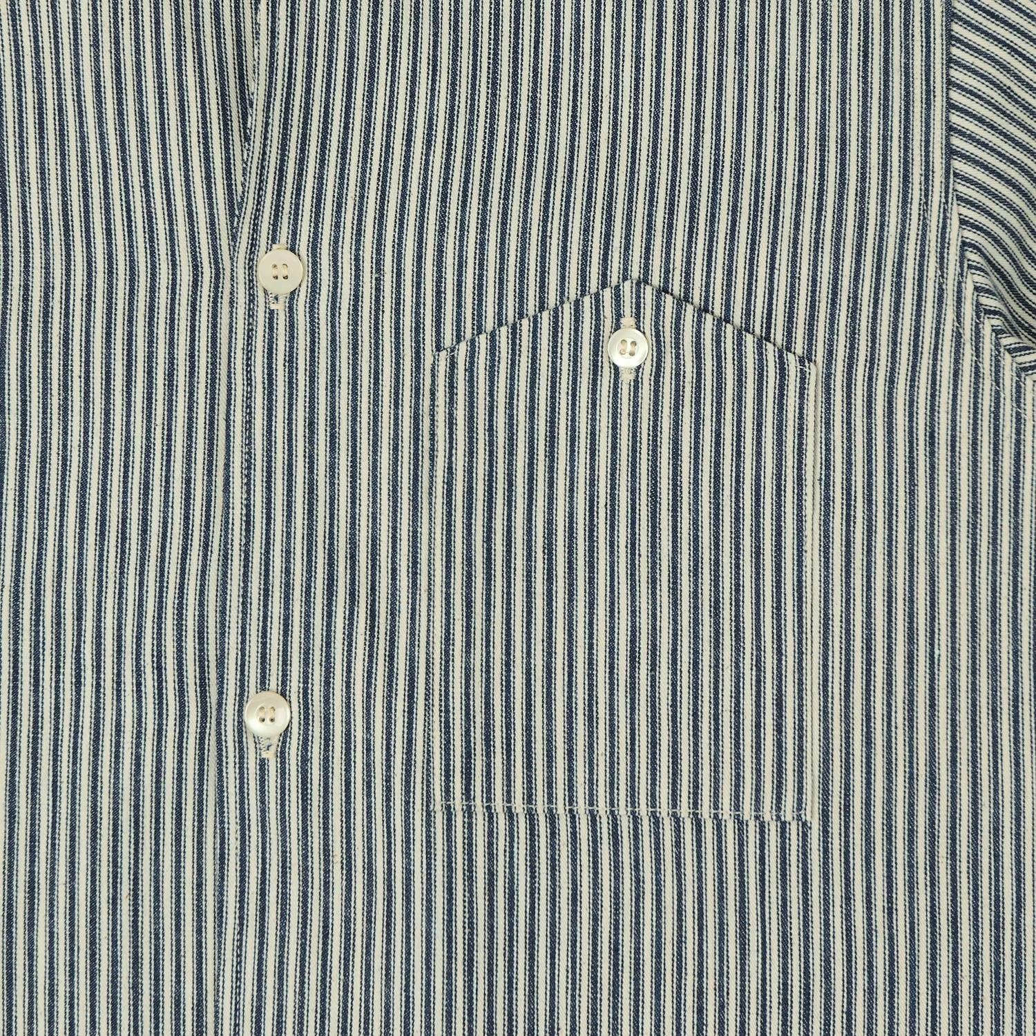 Warehouse & Co 3091 Duck Digger Open Collar Stripe Shirt - White/Navy sold by Son of a Stag product image thumbnail 3