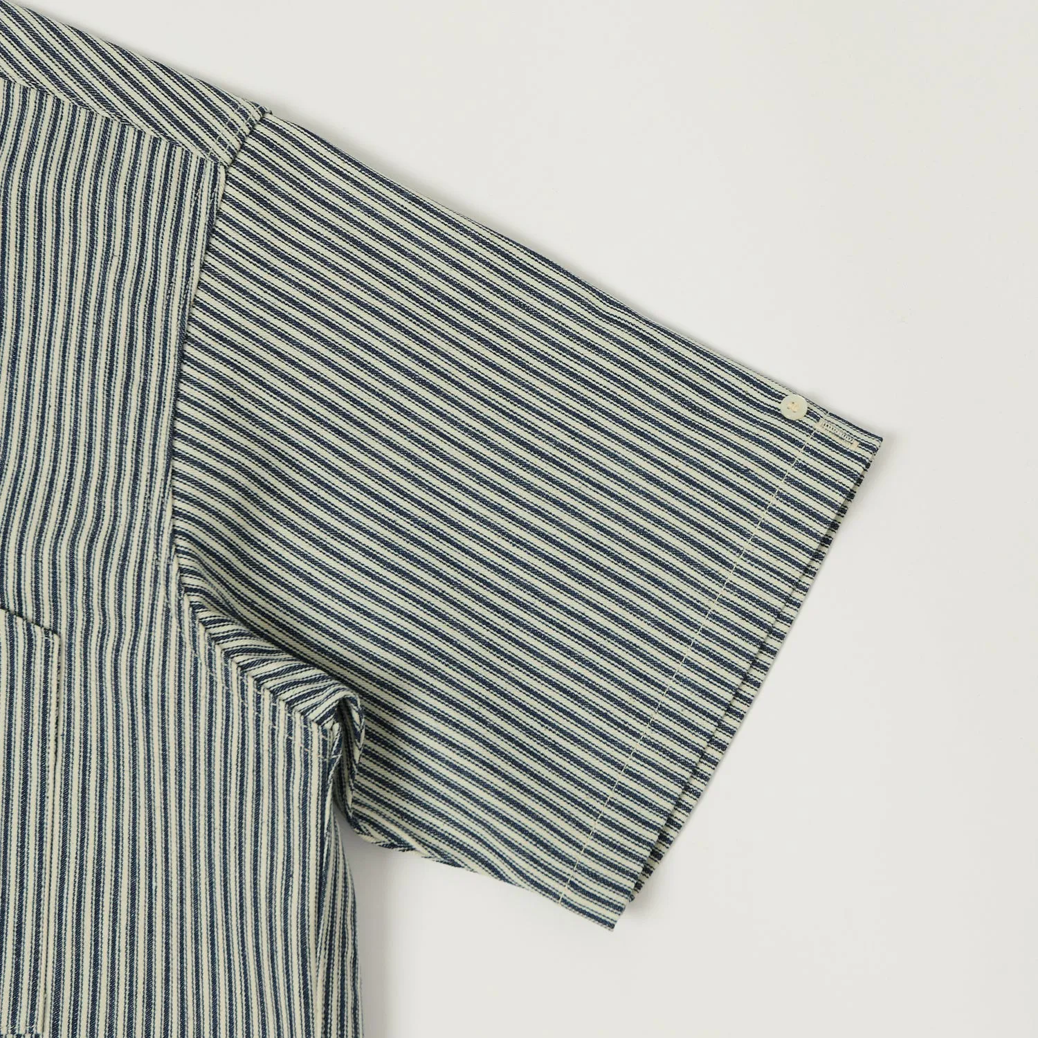 Warehouse & Co 3091 Duck Digger Open Collar Stripe Shirt - White/Navy sold by Son of a Stag product image thumbnail 4