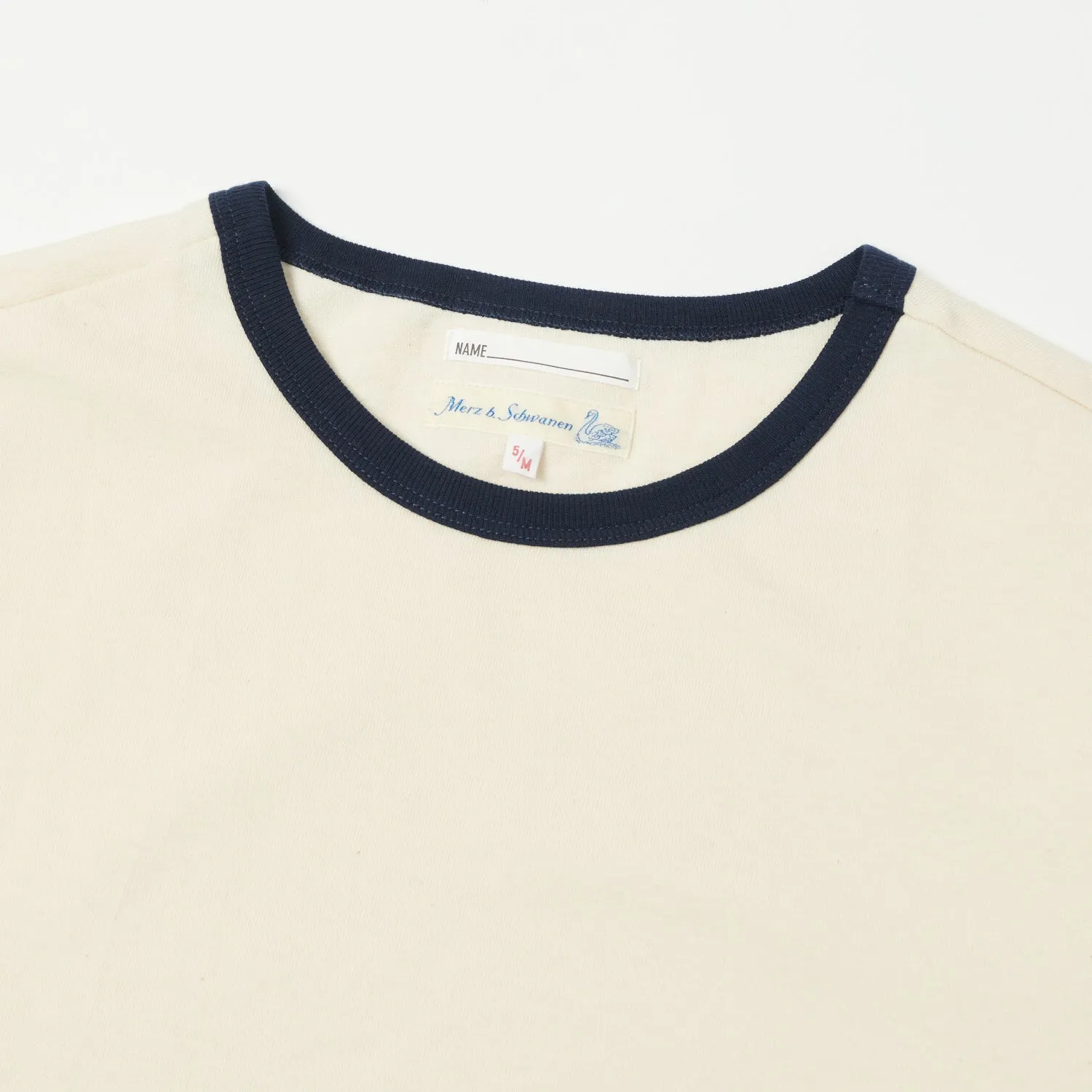 Merz b. Schwanen TR215B Classic Ringer T-Shirt - Nature/Ink Blue sold by Son of a Stag product image thumbnail 2