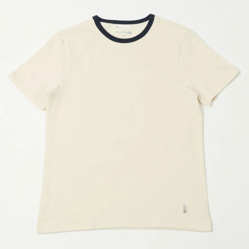 Merz b. Schwanen TR215B Classic Ringer T-Shirt - Nature/Ink Blue sold by Son of a Stag