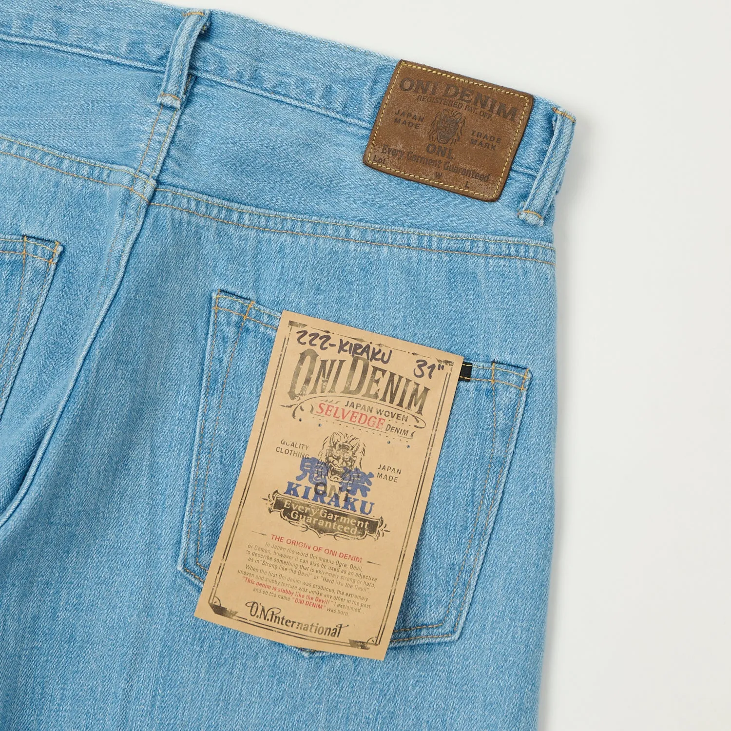 ONI Denim 222-Kiraku Extra Wide Straight Jean - Bleach Wash sold by Son of a Stag product image thumbnail 2