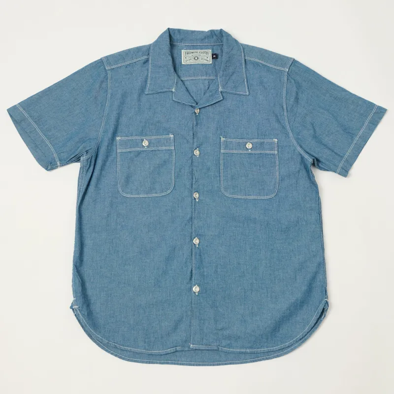 Freenote Cloth 'Dayton' Short Sleeve Chambray Shirt - Blue sold by Son of a Stag