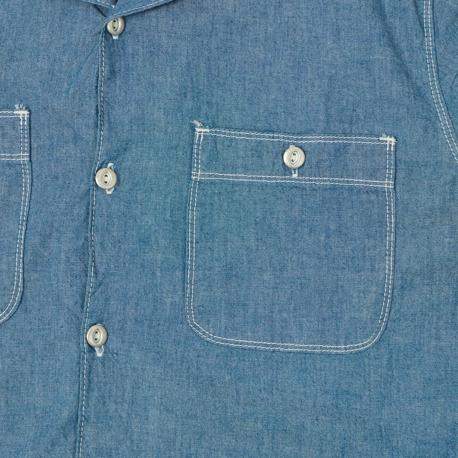 Freenote Cloth 'Dayton' Short Sleeve Chambray Shirt - Blue sold by Son of a Stag product image thumbnail 3