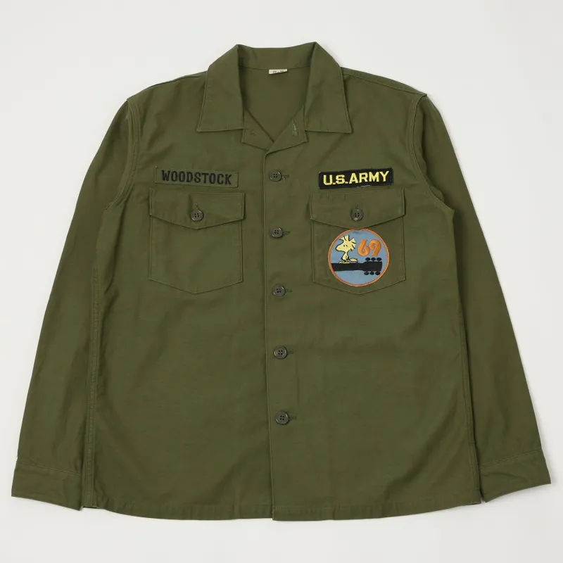 TOYS McCOY Snoopy 'Woodstock 69' OG-107 Cotton Sateen Shirt - Olive sold by Son of a Stag