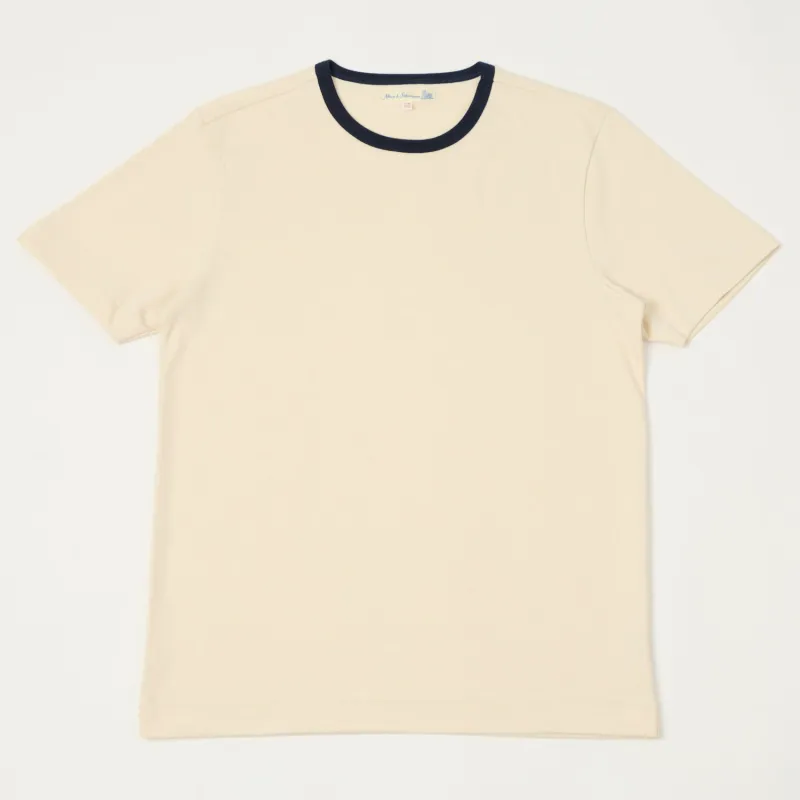 Merz b. Schwanen 2M15B Classic Ringer T-Shirt - Nature/Ink Blue sold by Son of a Stag