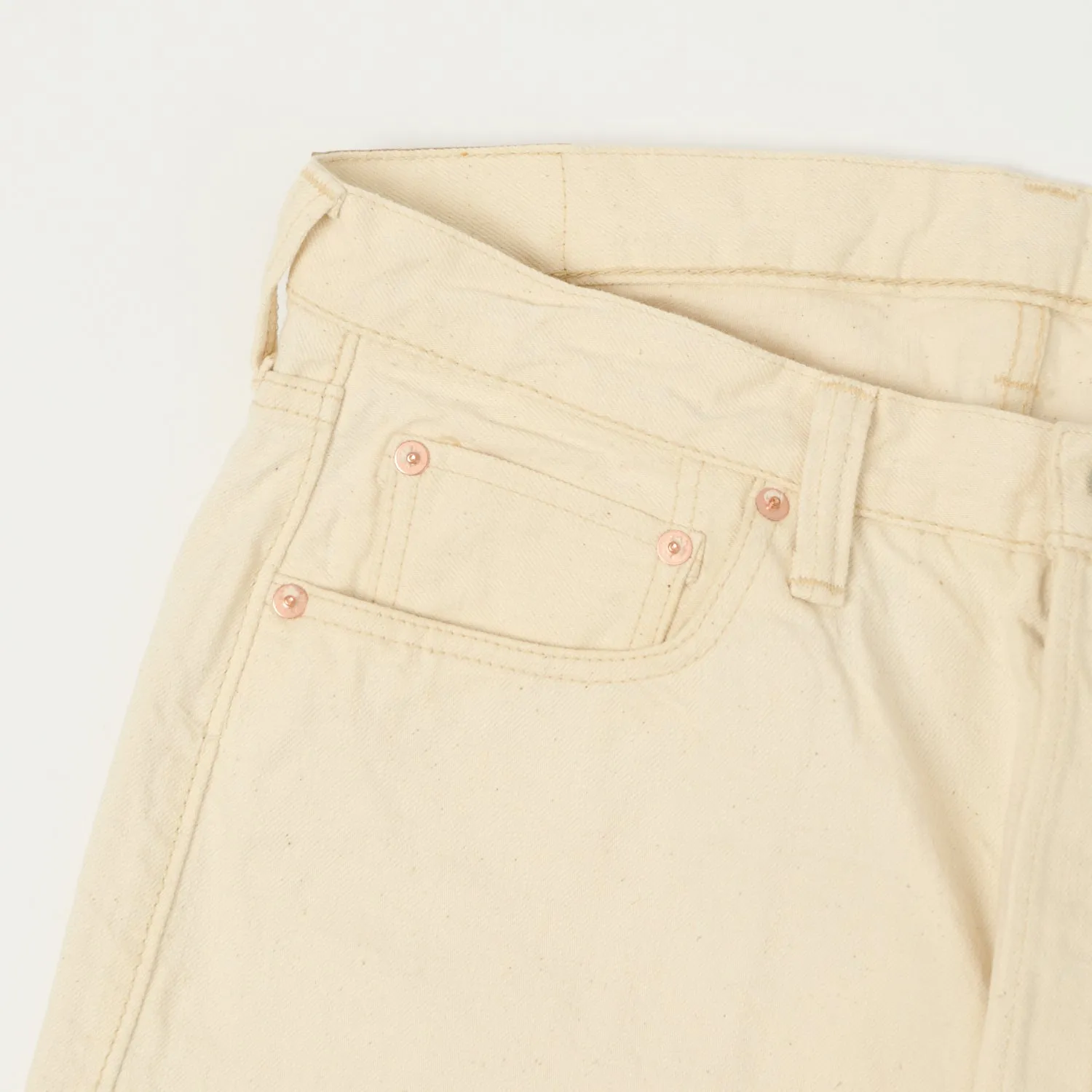 FULLCOUNT 1904 Five Pocket Denim Shorts - Ecru sold by Son of a Stag product image thumbnail 3