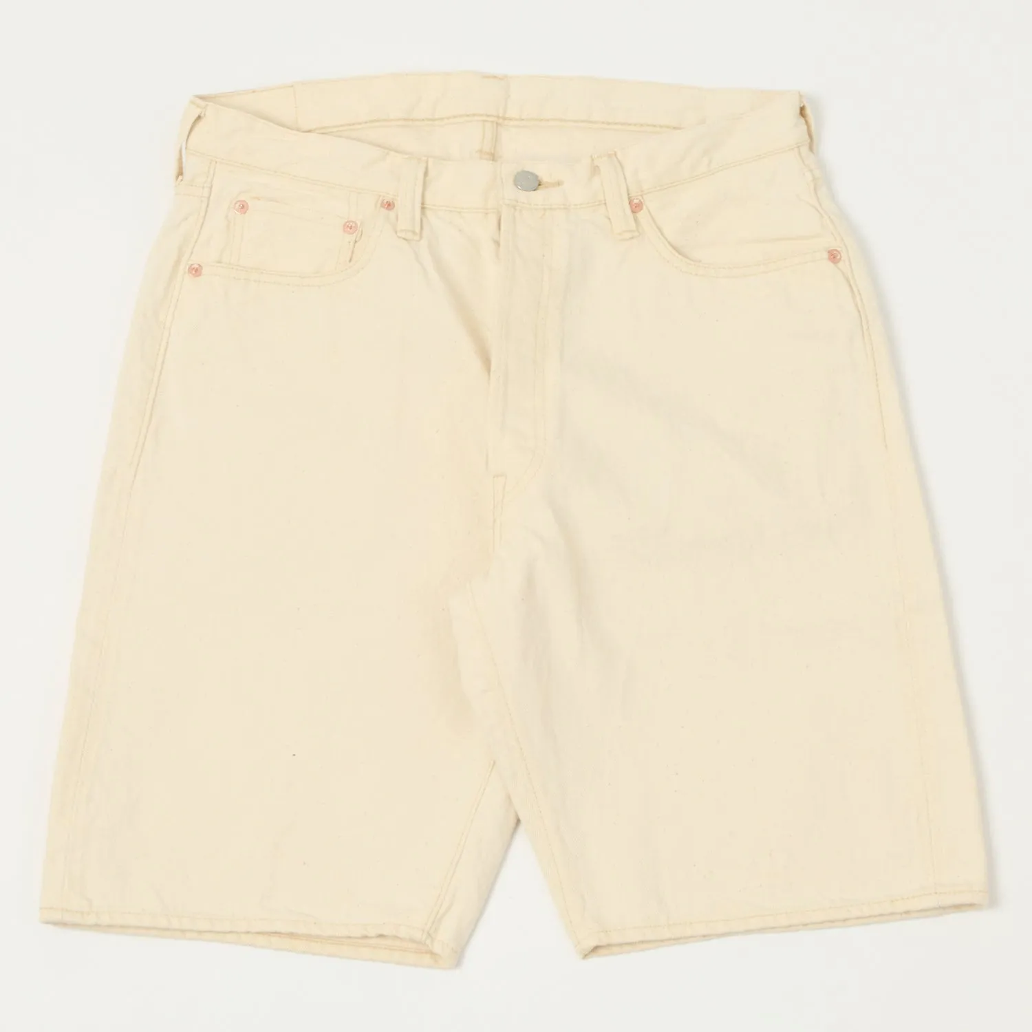 FULLCOUNT 1904 Five Pocket Denim Shorts - Ecru sold by Son of a Stag